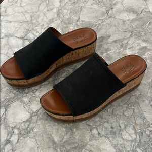 Naturalizer Black Wedge Slide Sandals